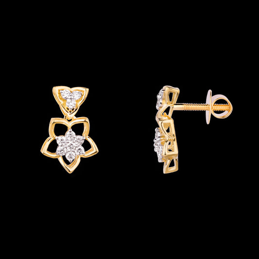 18K Yellow Gold Diamond Earrings - 0.36ct VVS-VS-GH