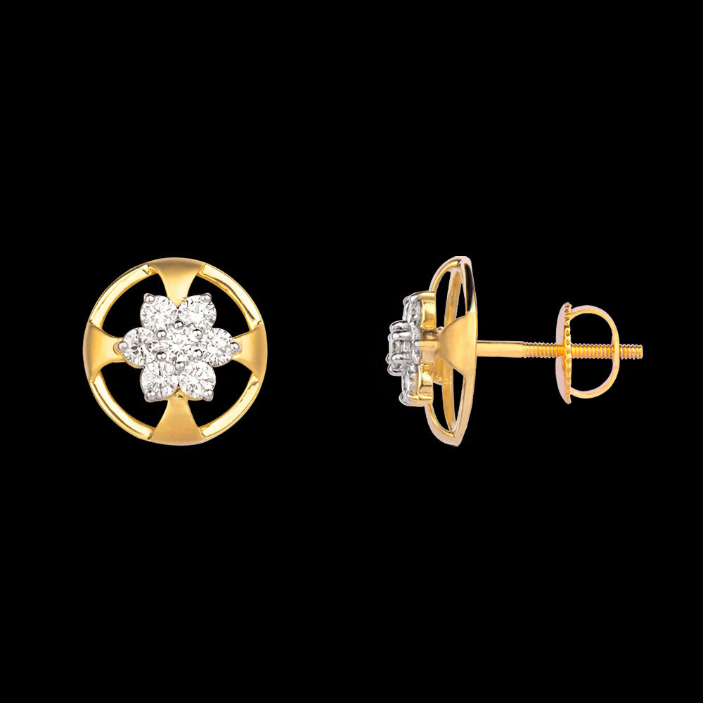 14K Yellow Gold Diamond Earrings - 0.9ct VVS-VS-GH