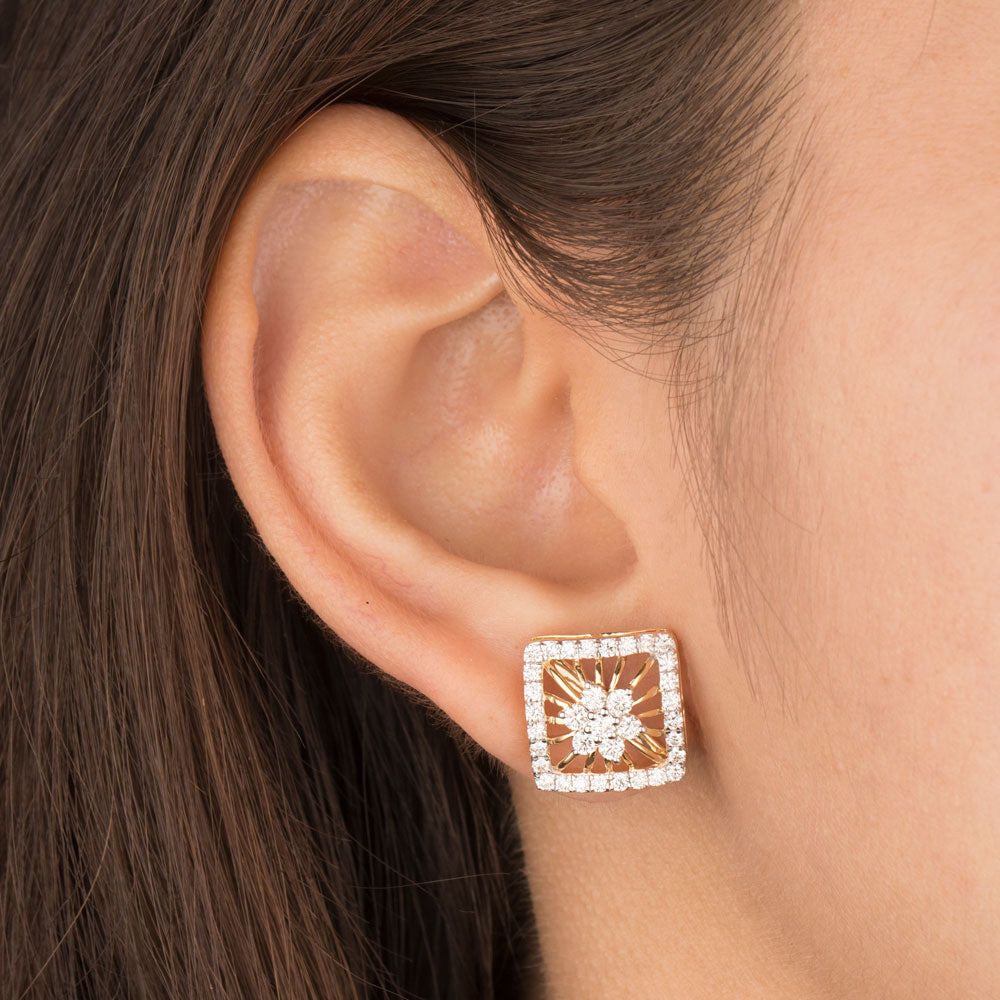 14K Yellow Gold Diamond Earrings - 1.23ct VVS-VS-GH
