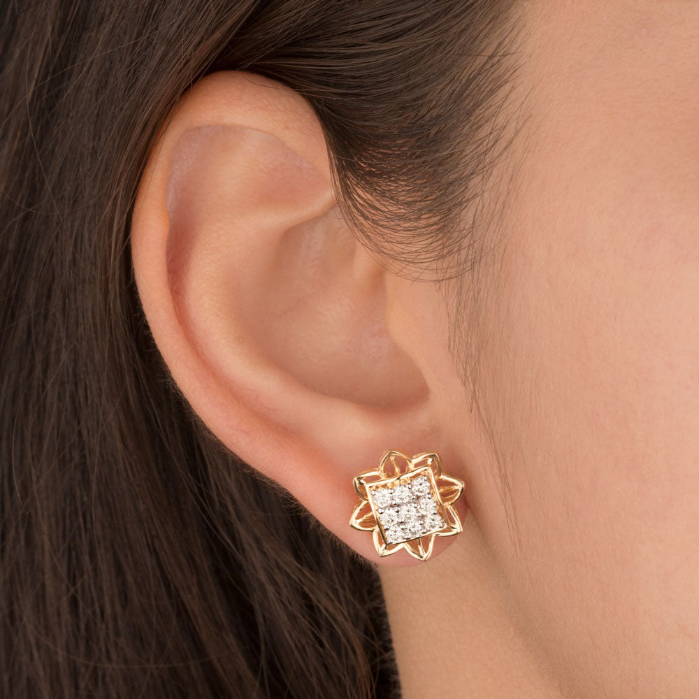 18K Yellow Gold Diamond Earrings - 0.7ct VVS-VS-JK