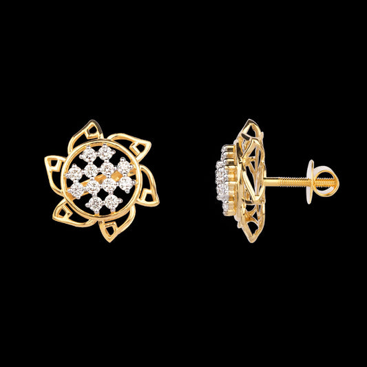 18K Yellow Gold Diamond Earrings - 0.613ct VVS-VS-IJ