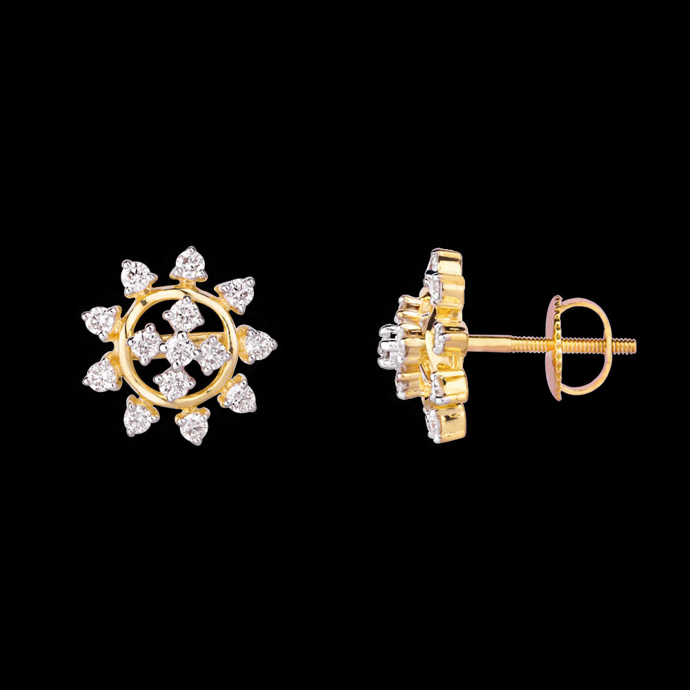 18K Yellow Gold Diamond Earrings - 0.511ct VS-GH