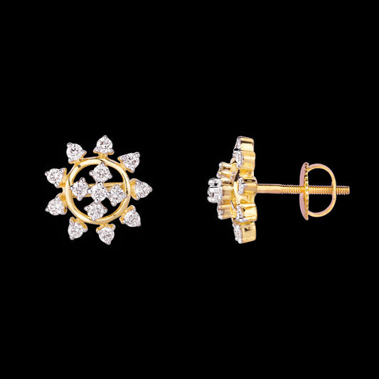 18K Yellow Gold Diamond Earrings - 0.511ct VS-GH