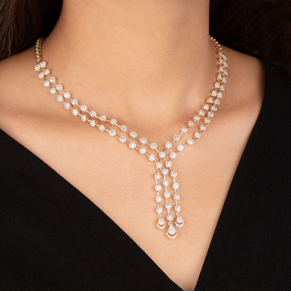 18K Yellow Gold Diamond Necklace - 4.59ct VVS-VS-HI