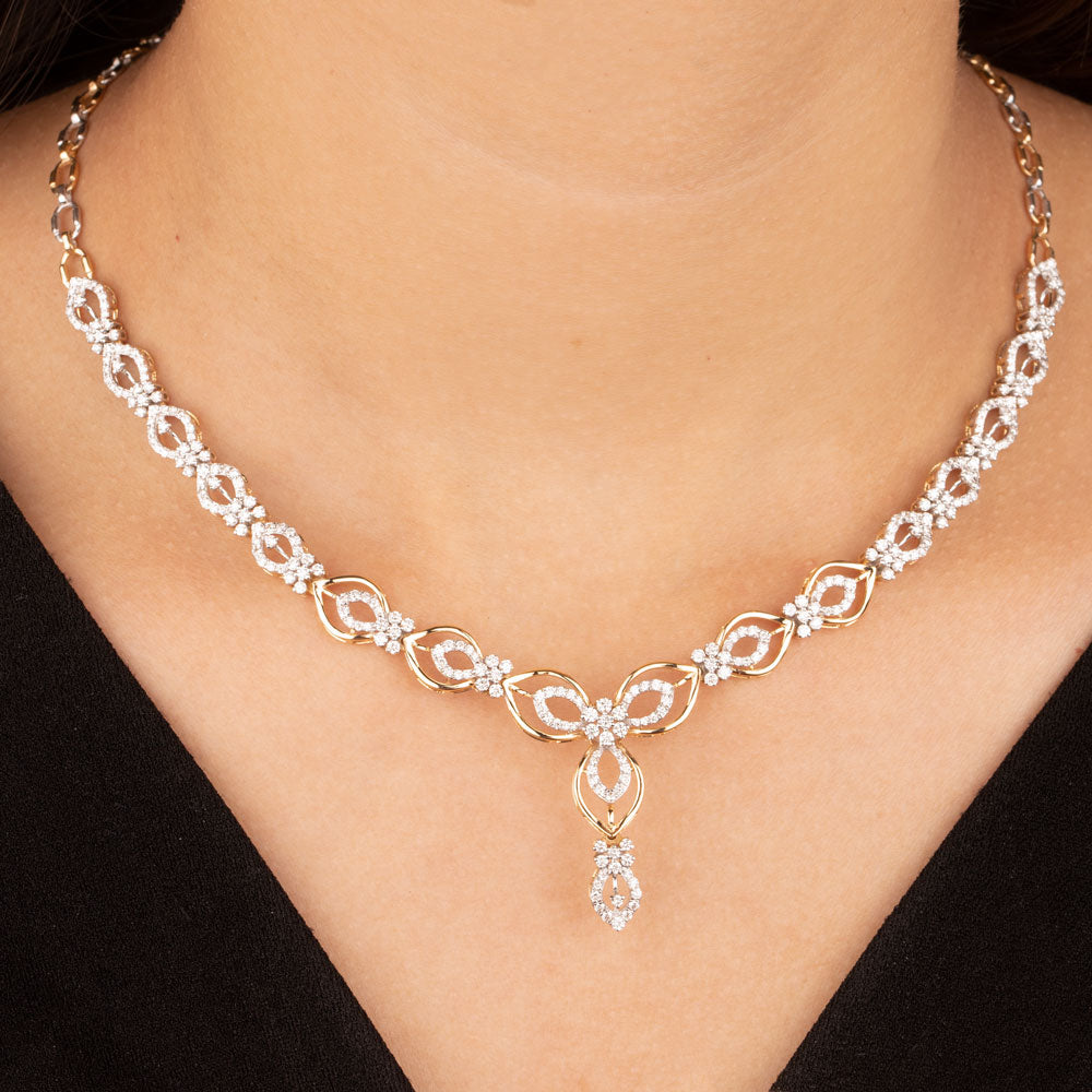 18K Yellow Gold Diamond Necklace - 3.15ct VVS-VS-GH
