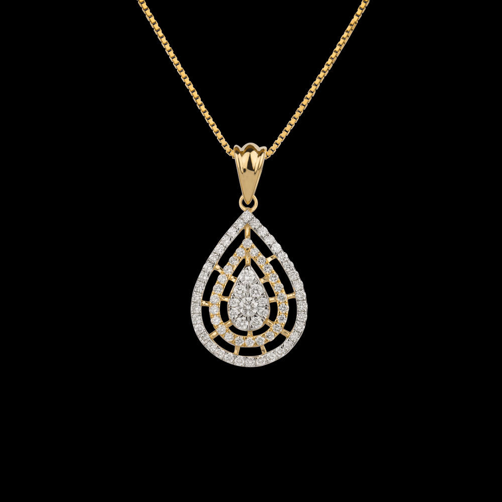 18K Yellow Gold Diamond Pendant - 0.84ct VVS-VS-GH