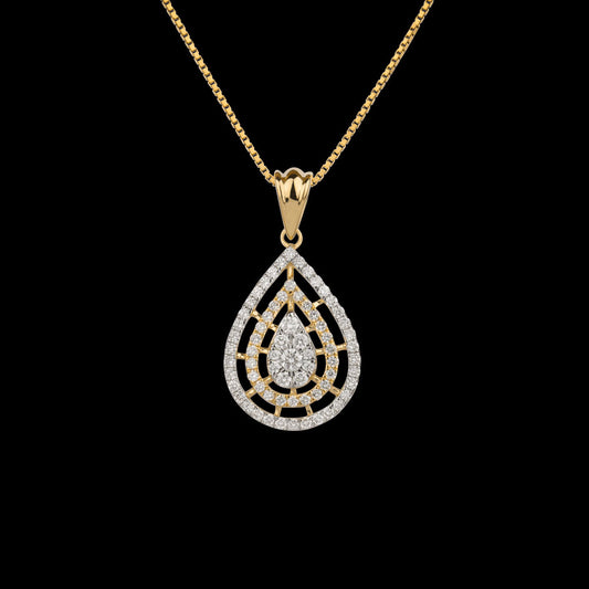 18K Yellow Gold Diamond Pendant - 0.84ct VVS-VS-GH