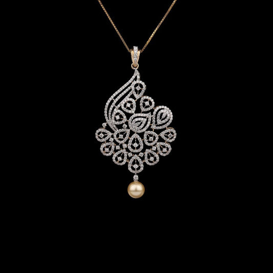 18K Yellow Gold Diamond Pendant - 3.27ct VVS-VS-GHI with Colour Stones