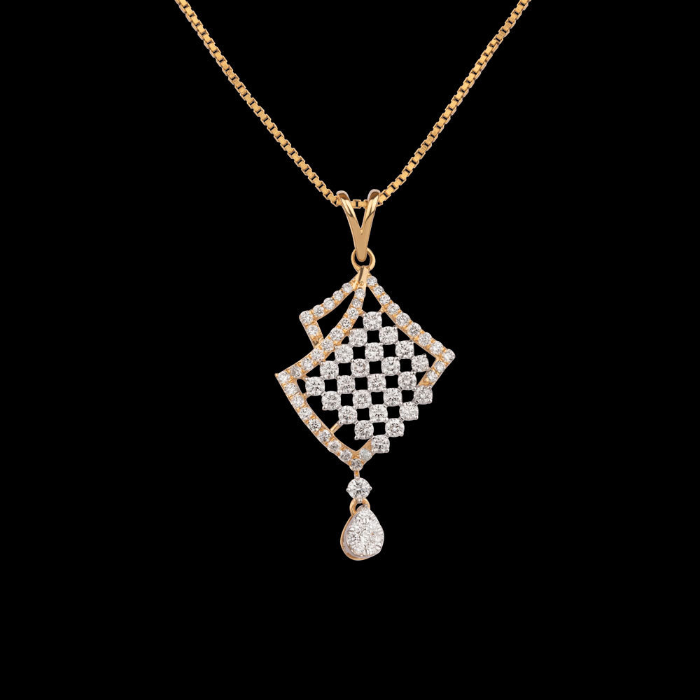 18K Yellow Gold Diamond Pendant - 0.91ct VVS-VS-GH