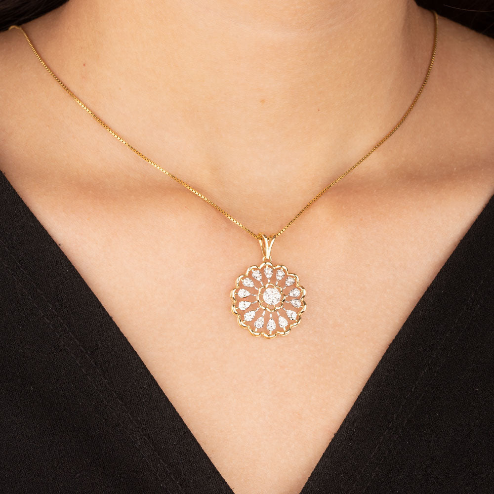 14K Yellow Gold Diamond Pendant - 0.68ct VVS-VS-GH