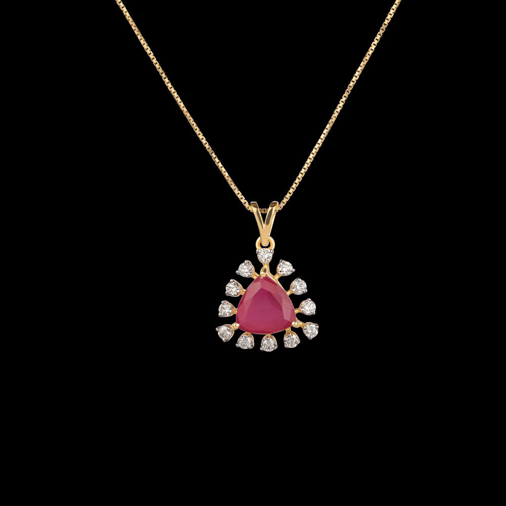 18K Yellow Gold Diamond Pendant - 0.456ct VVS-VS-KL with Colour Stones