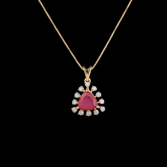 18K Yellow Gold Diamond Pendant - 0.456ct VVS-VS-KL with Colour Stones