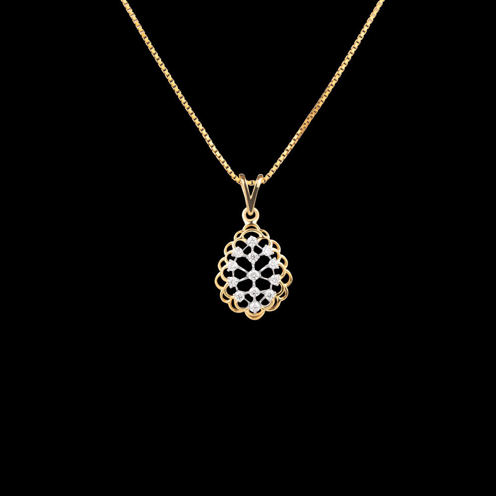 14K Yellow Gold Diamond Pendant - 0.24ct VVS-VS-HI