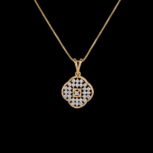 18K Yellow Gold Diamond Pendant - 0.88ct VVS-VS-EF