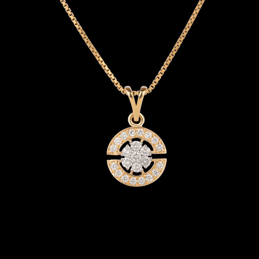 18K Yellow Gold Diamond Pendant - 0.42ct VVS-VS-GH