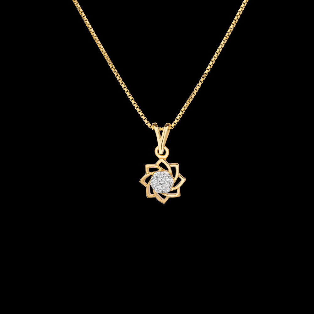 18K Yellow Gold Diamond Pendant - 0.16ct VVS-VS-GH