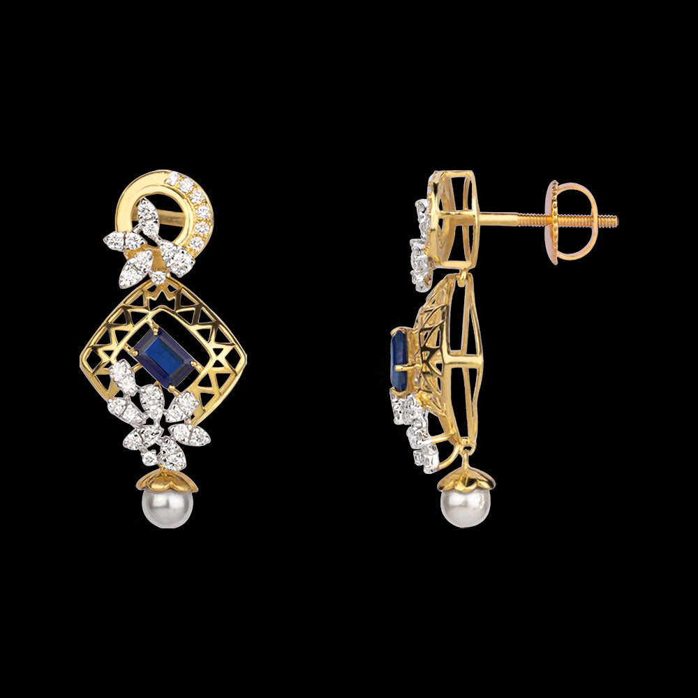 14K Yellow Gold Diamond Jewellery - 0.999ct VVS-VS-GH with Colour Stones