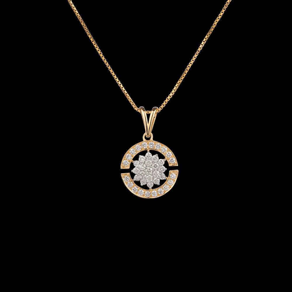 18K Yellow Gold Diamond Pendant - 0.946ct VVS-VS-GH