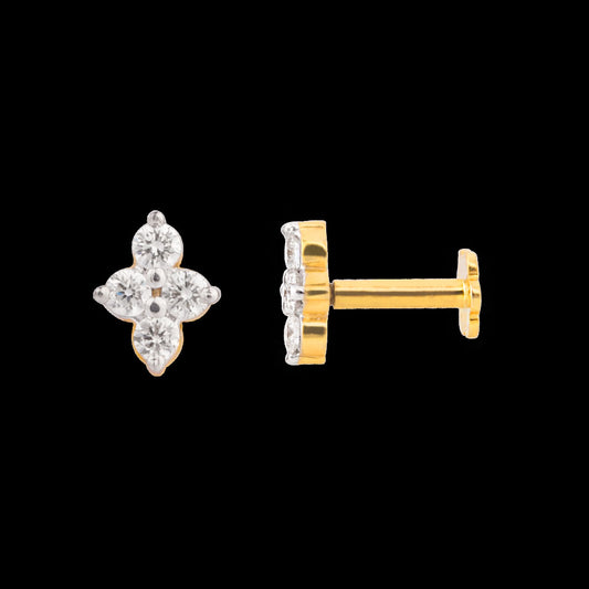 18K Yellow Gold Diamond Nosepin - 0.086ct VVS-VS-GH