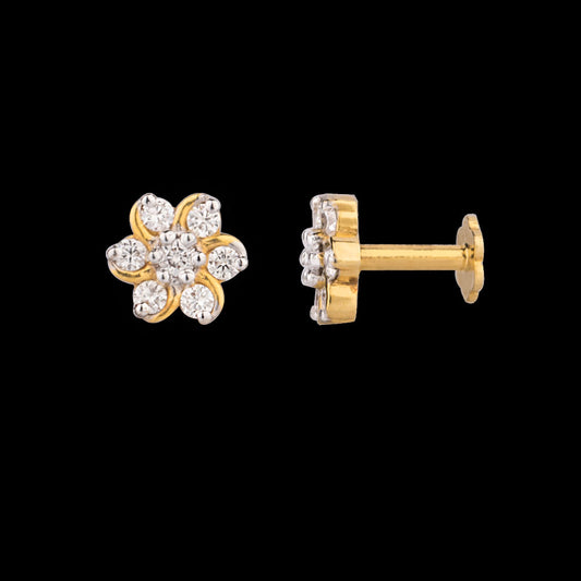 18K Yellow Gold Diamond Nosepin - 0.12ct VVS-VS-GH