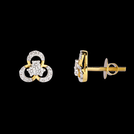 18K Yellow Gold Diamond Earrings - 0.22ct VVS-FG