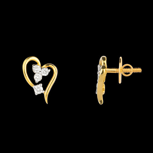 18K Yellow Gold Diamond Earrings - 0.15ct VVS-VS-GH