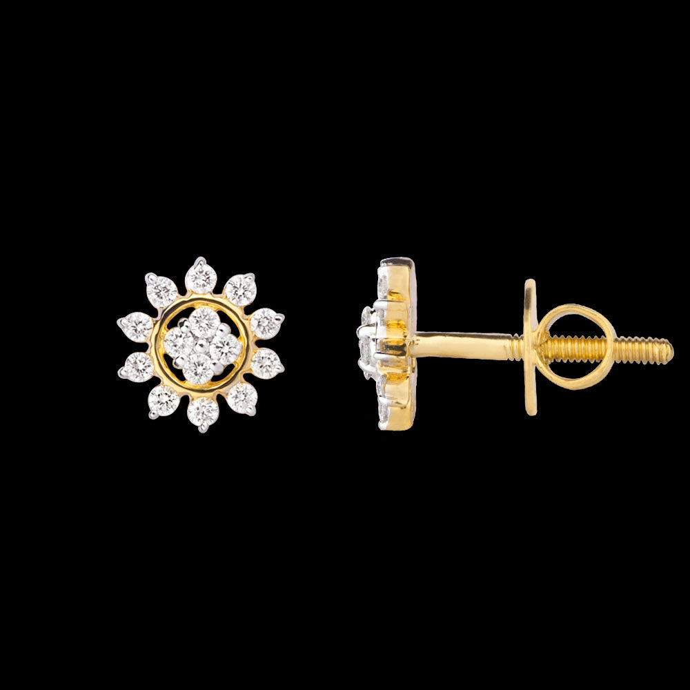 18K Yellow Gold Diamond Earrings - 0.21ct VVS-FG