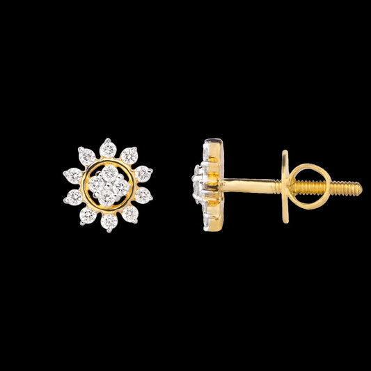 18K Yellow Gold Diamond Earrings - 0.21ct VVS-FG