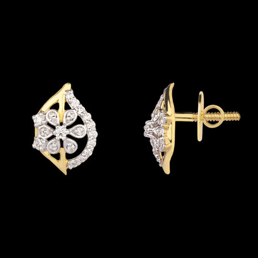 18K Yellow Gold Diamond Earrings - 0.21ct VVS-VS-IJ