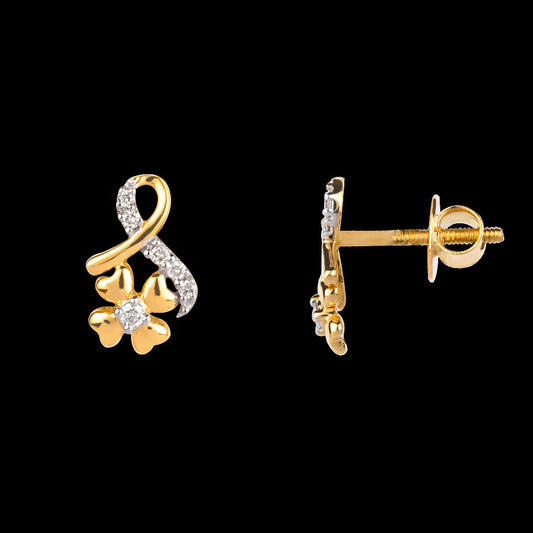 18K Yellow Gold Diamond Earrings - 0.11ct VVS-VS-GH