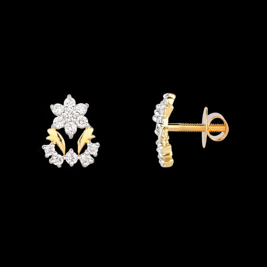 18K Yellow Gold Diamond Earrings - 0.26ct SI-GH