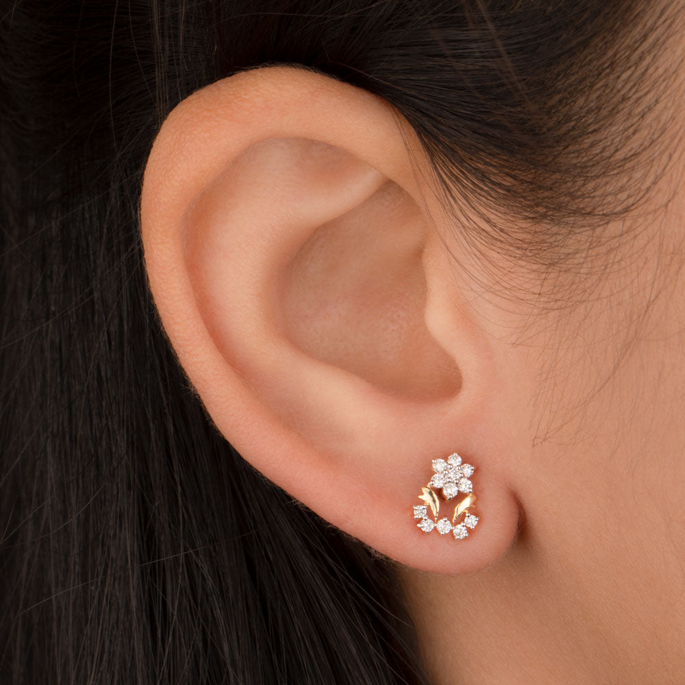 18K Yellow Gold Diamond Earrings - 0.26ct SI-GH