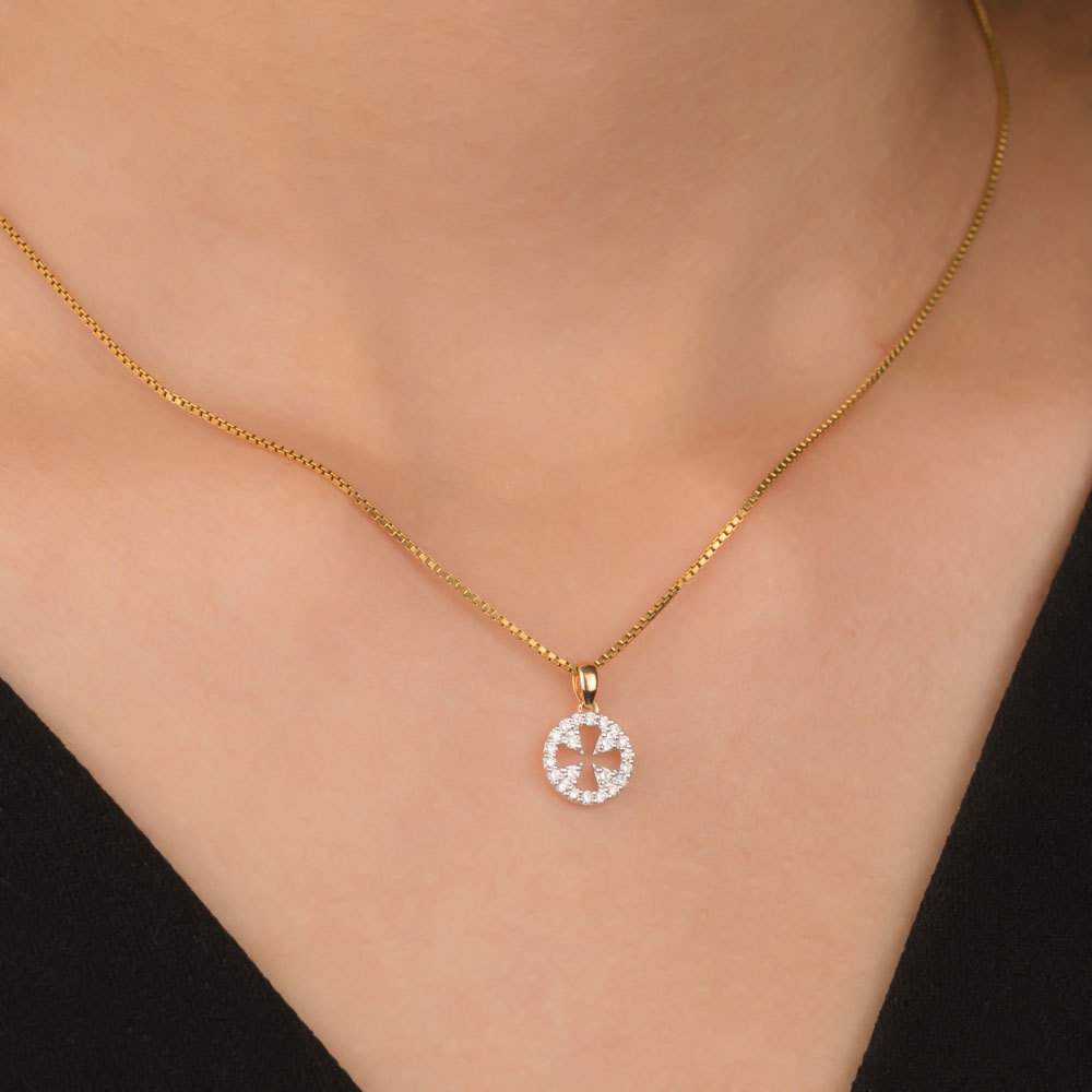 18K Yellow Gold Diamond Pendant - 0.17ct VVS-VS-GH