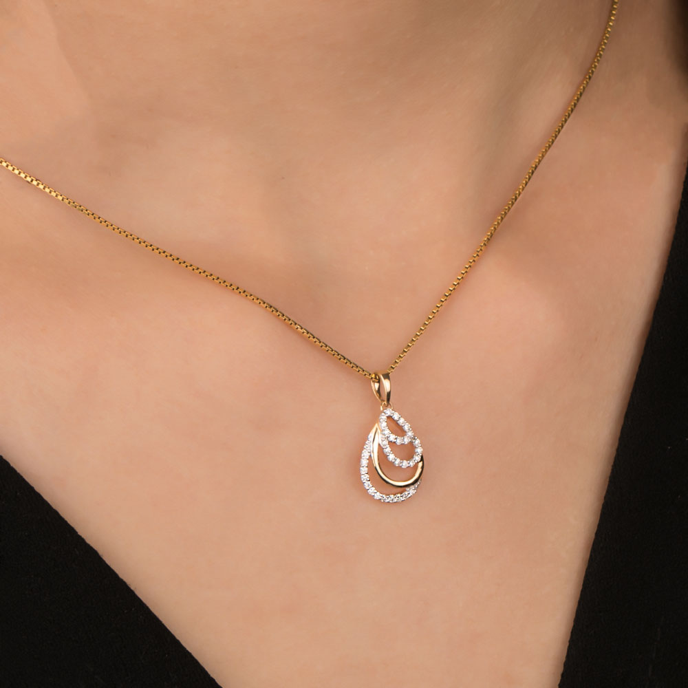 18K Yellow Gold Diamond Pendant - 0.15ct VVS-VS-GH