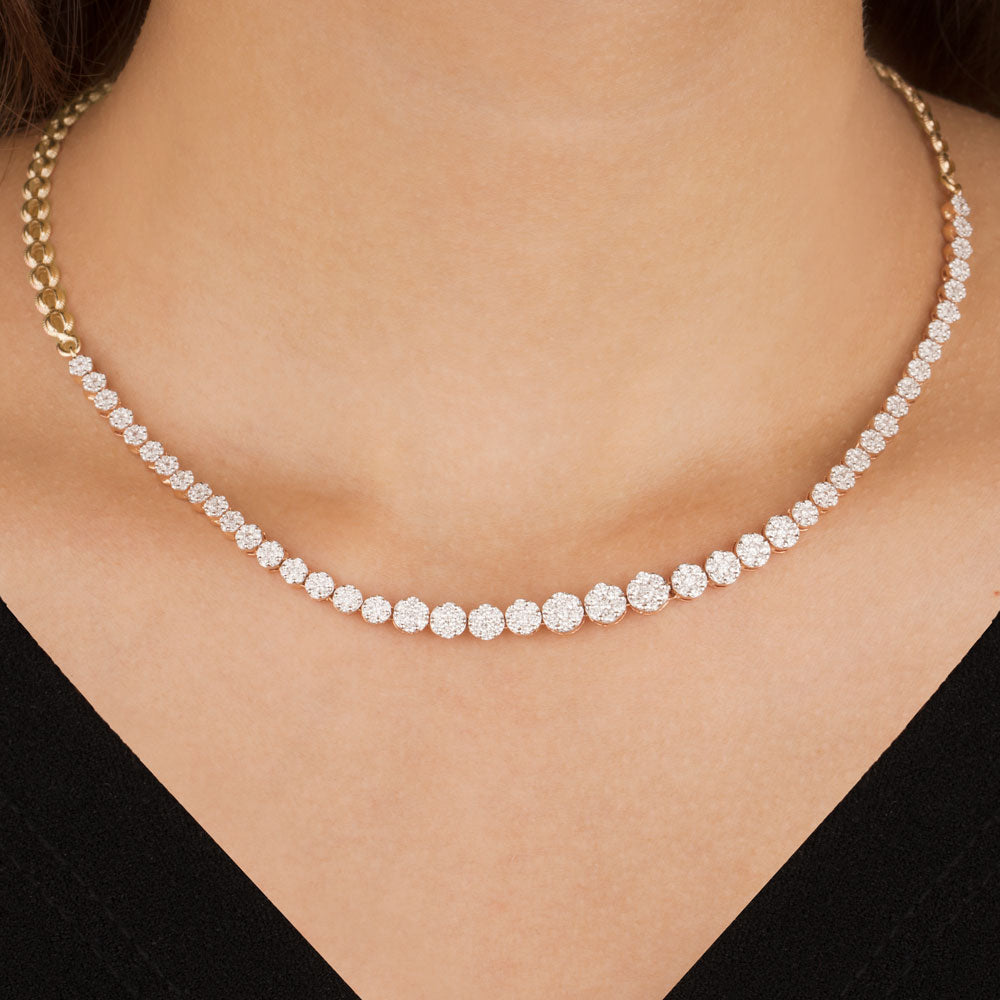 18K Yellow Gold Diamond Necklace - 5.087ct VVS-VS-GH