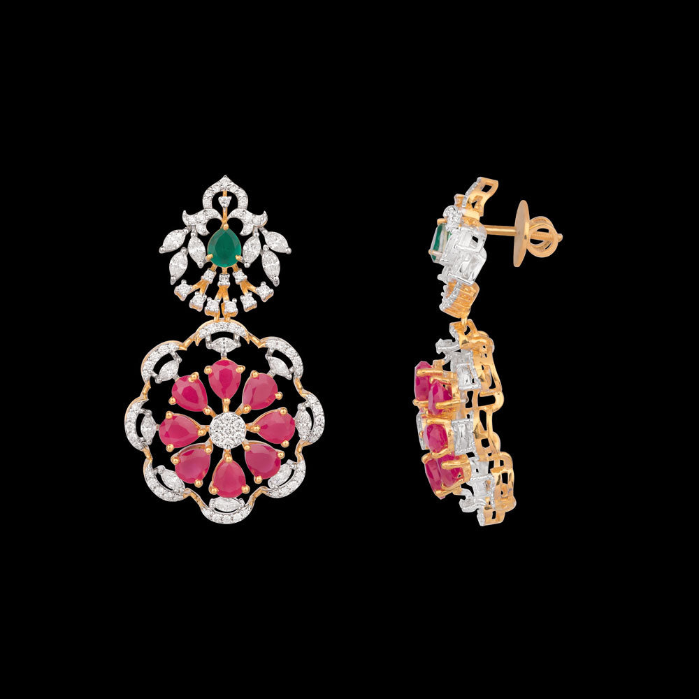 18K Yellow Gold Diamond Jewellery - 2.611ct VVS-VS-GH with Colour Stones