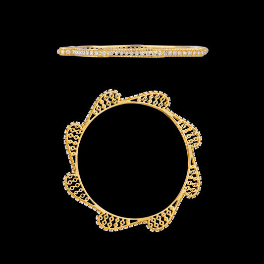 18K Yellow Gold Diamond Bangle - 4.042ct VVS-VS-GH