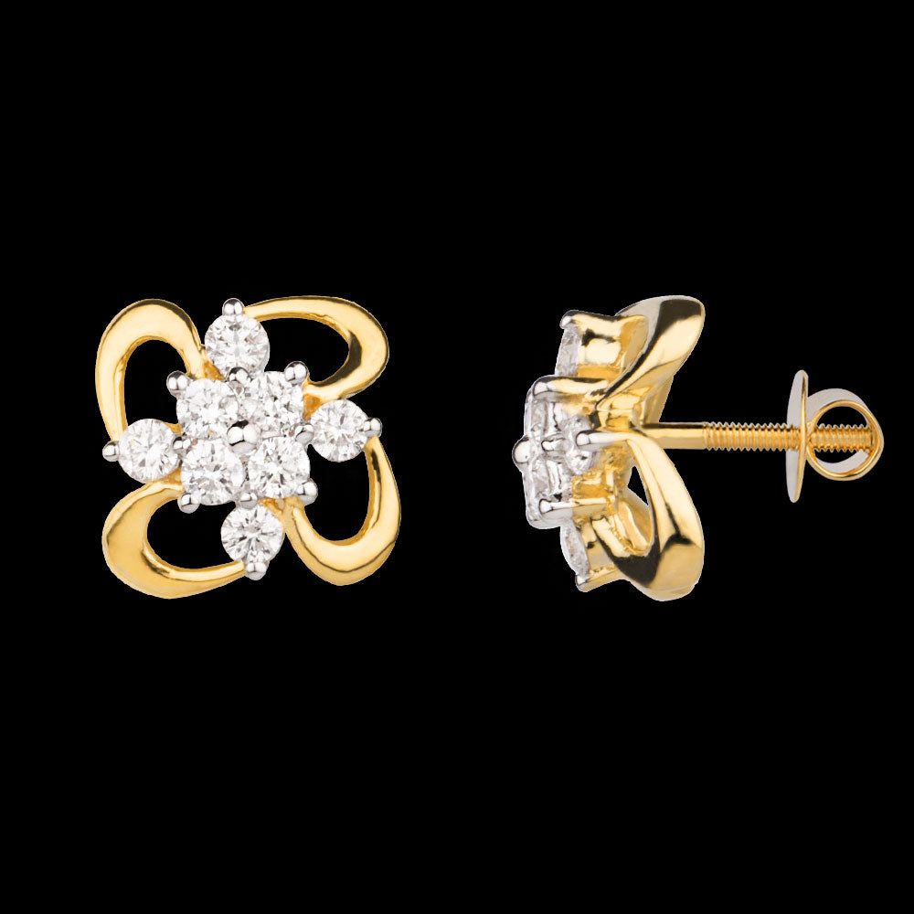 14K Yellow Gold Diamond Earrings - 0.331ct VVS-VS-EF