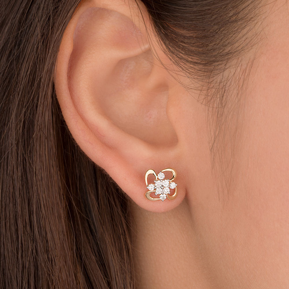 14K Yellow Gold Diamond Earrings - 0.331ct VVS-VS-EF