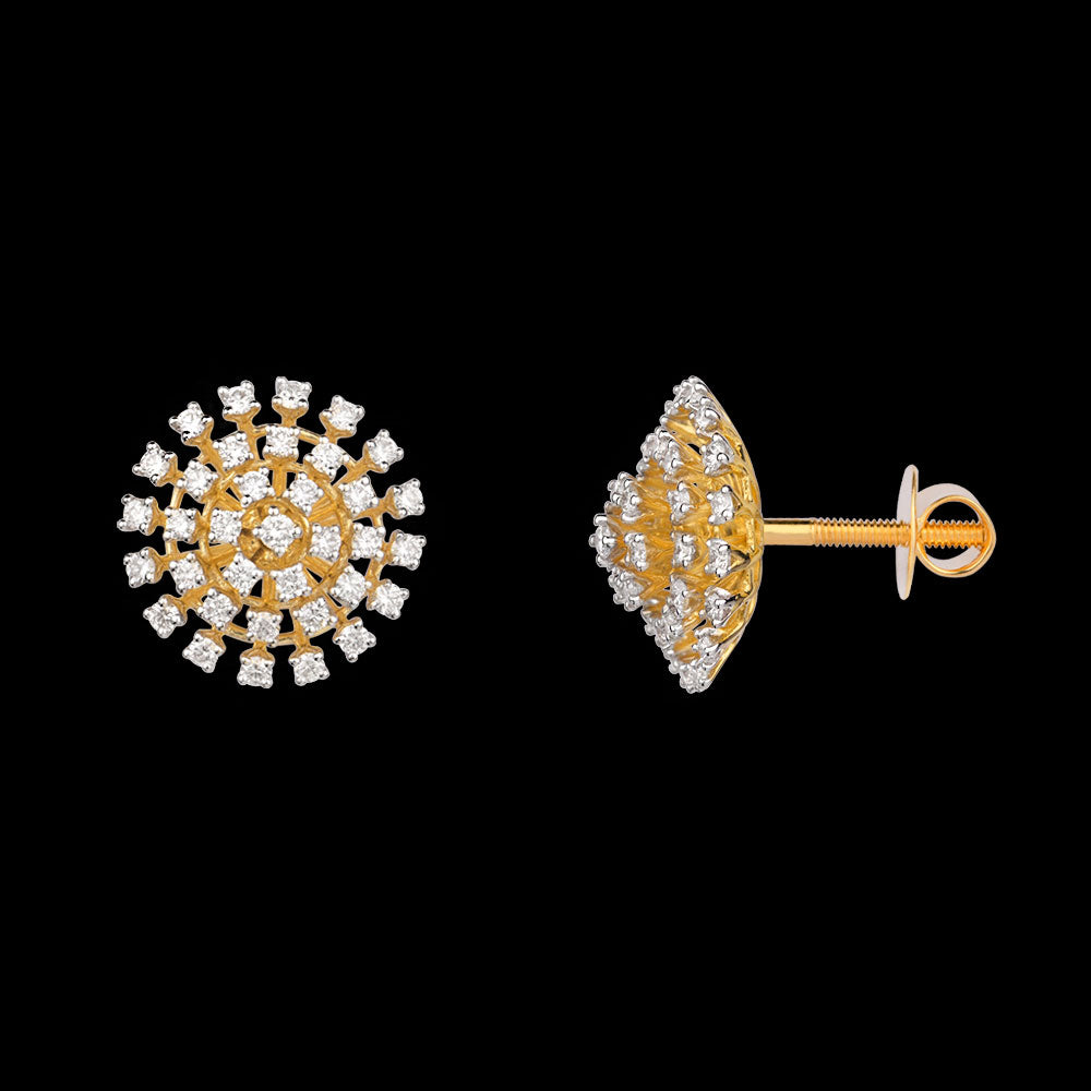 18K Yellow Gold Diamond Earrings - 1.024ct VVS-VS-GH