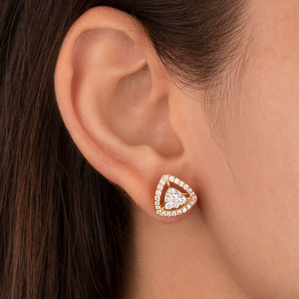 18K Yellow Gold Diamond Earrings - 0.837ct VVS-VS-GH