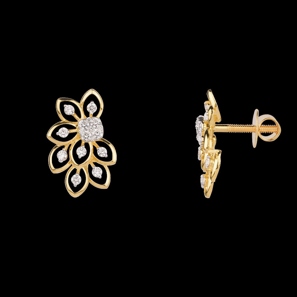 18K Yellow Gold Diamond Earrings - 1.003ct VVS-VS-GH