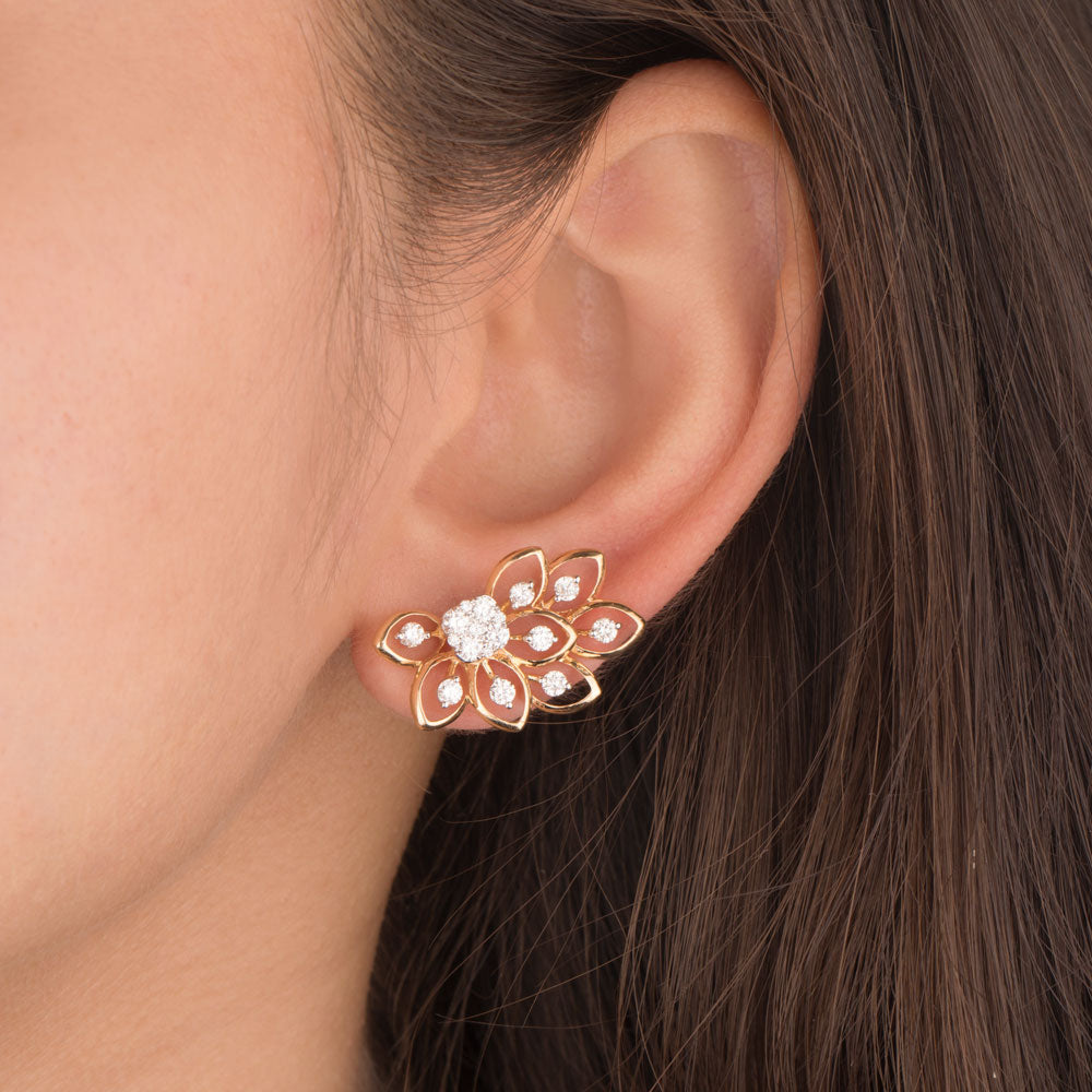 18K Yellow Gold Diamond Earrings - 1.003ct VVS-VS-GH