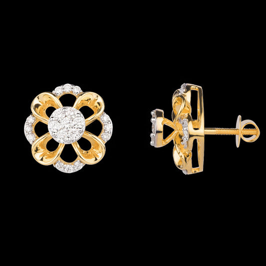 18K Yellow Gold Diamond Earrings - 0.764ct VVS-VS-GH