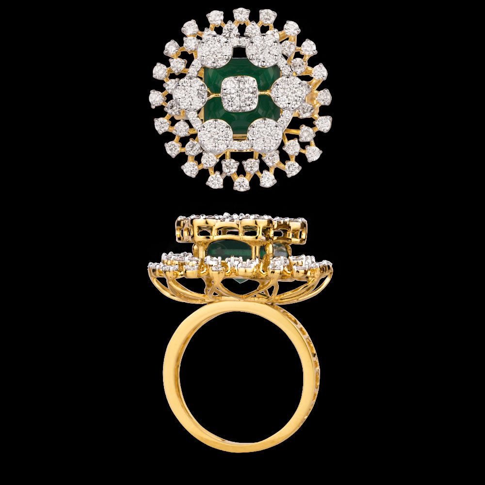 14K Yellow Gold Diamond Ring - 1.851ct VVS-VS-GH with Colour Stones