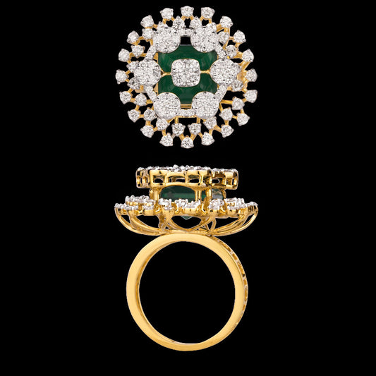 14K Yellow Gold Diamond Ring - 1.851ct VVS-VS-GH with Colour Stones