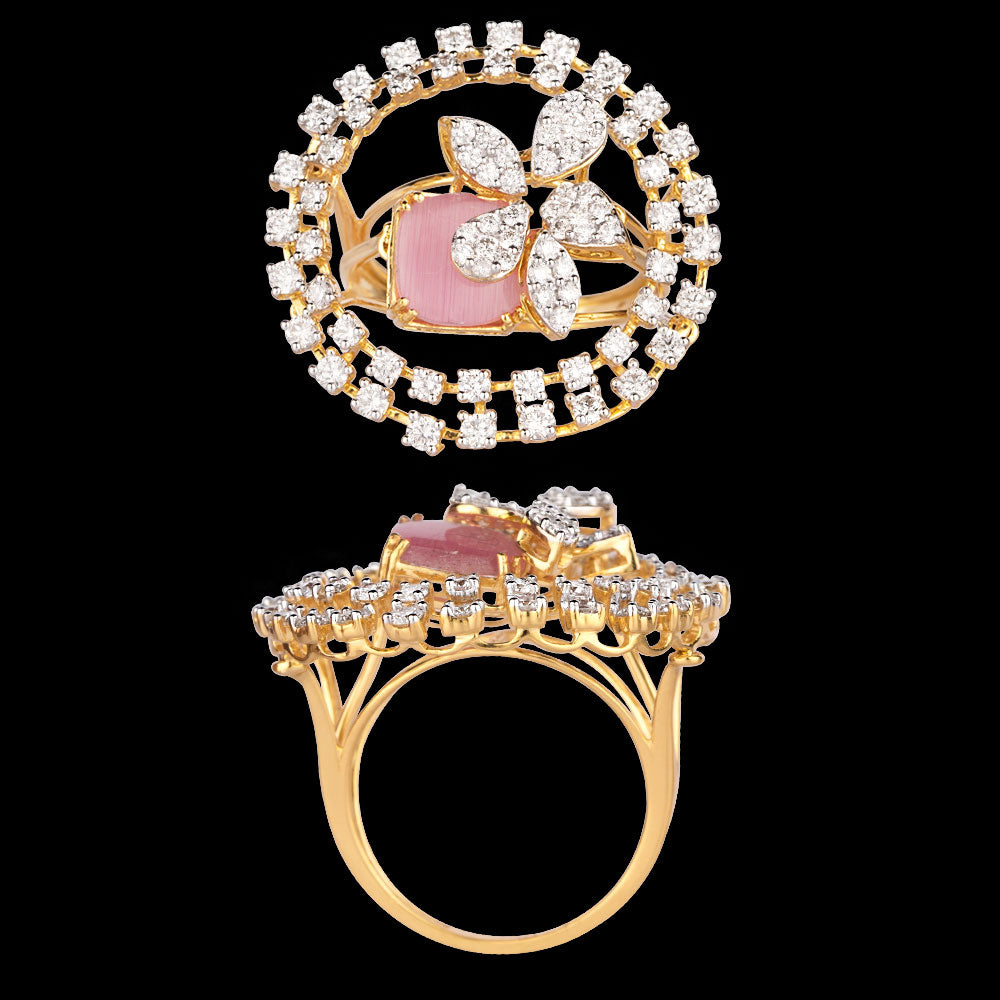 18K Yellow Gold Diamond Ring - 1.78ct VVS-VS-GH with Colour Stones