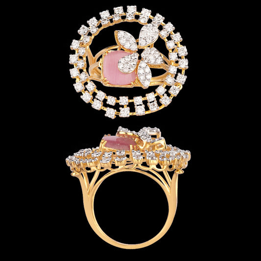 18K Yellow Gold Diamond Ring - 1.78ct VVS-VS-GH with Colour Stones