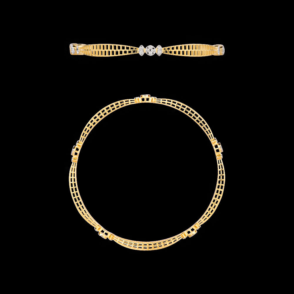 18K Yellow Gold Diamond Bangle - 0.684ct VVS-VS-EF
