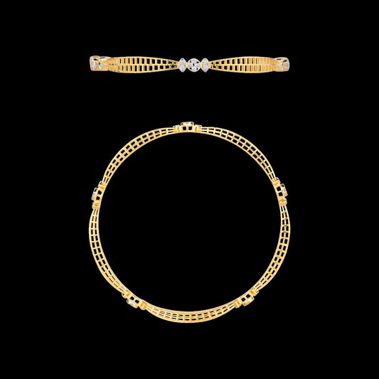 18K Yellow Gold Diamond Bangle - 0.684ct VVS-VS-EF
